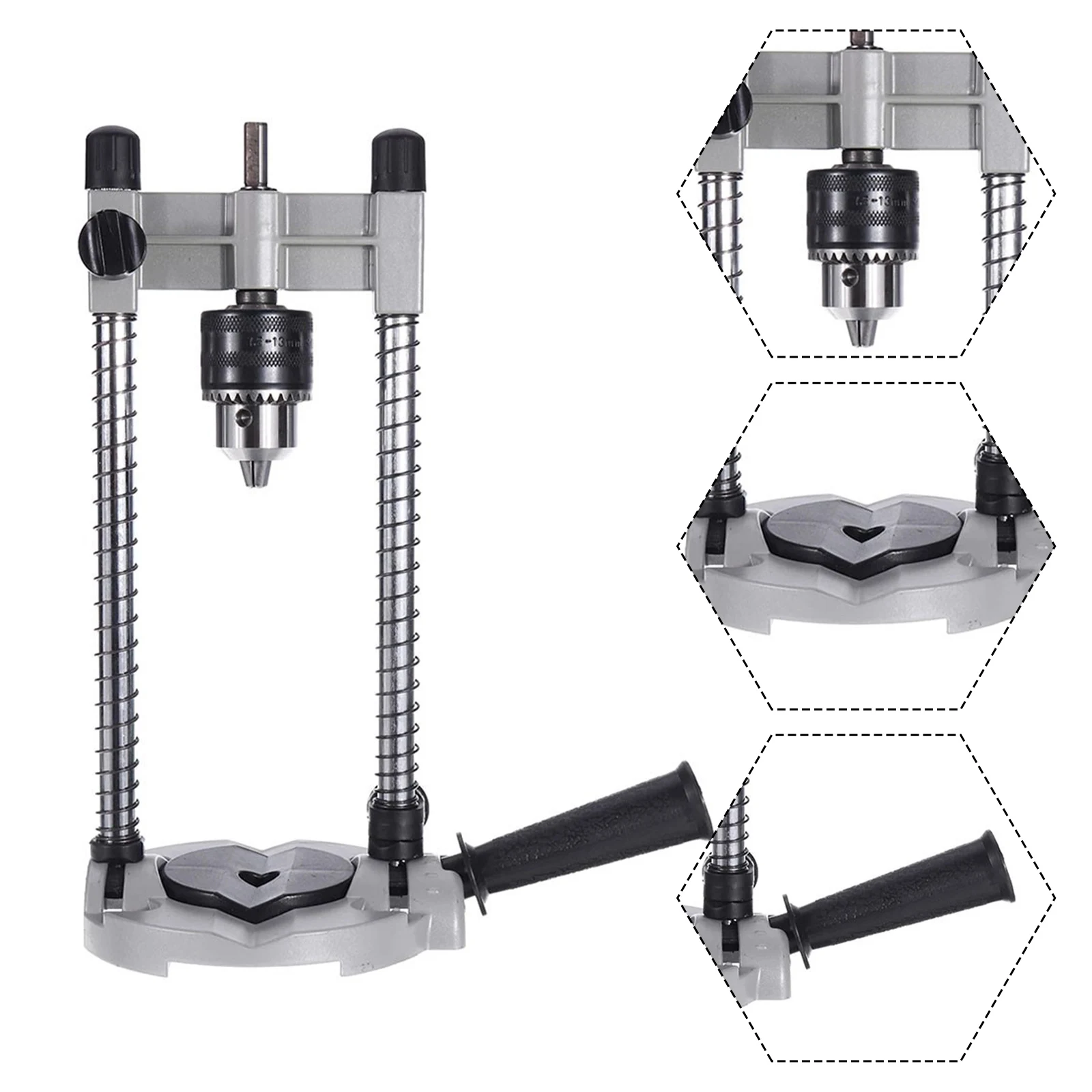 Aluminum Alloy Base Stand Drilling Guide Pipe Drill Holder 10mm Thickening Stable Operation Electric Drill Compatible