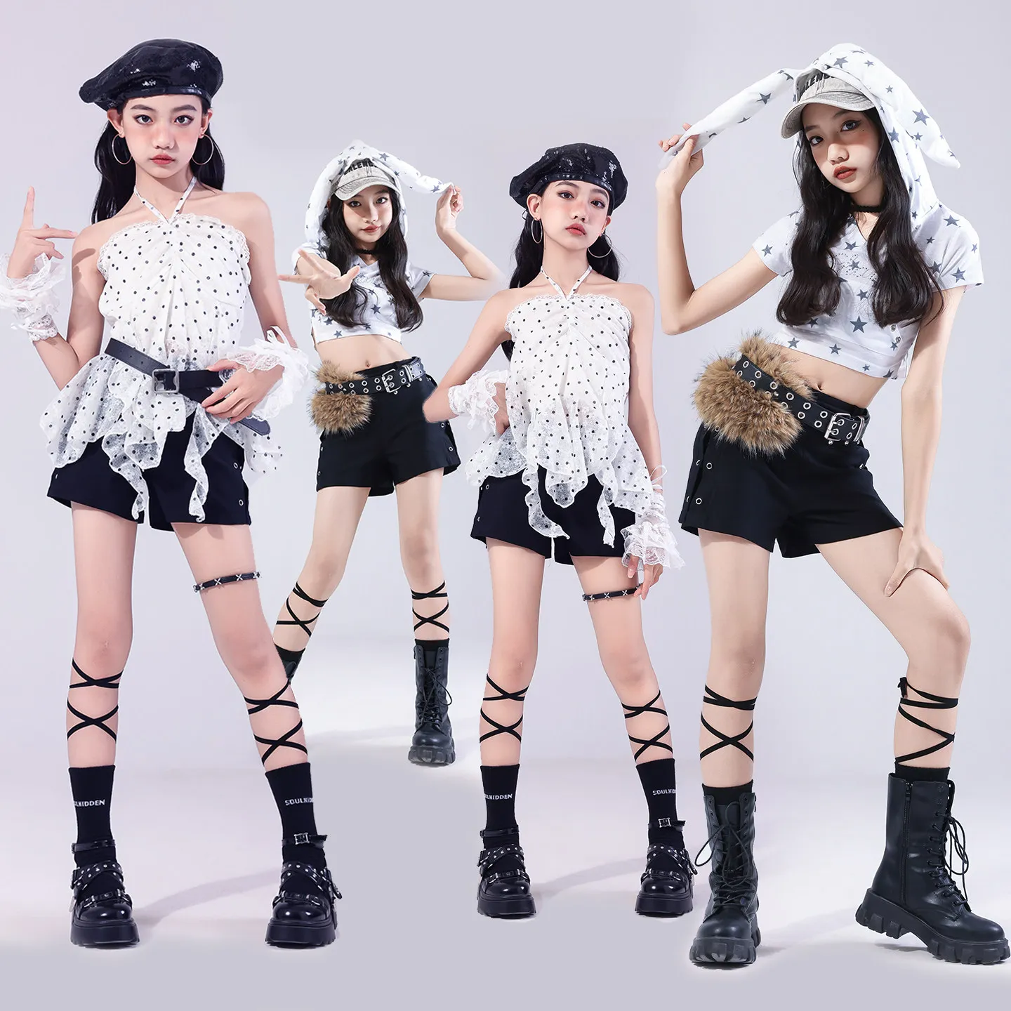 

Одежда для джазовых танцев для девочек, детский сценический костюм в стиле K-pop, крутой танцевальный костюм в стиле хип-хоп для детей, одежда для уличных танцев для девочек XS10967