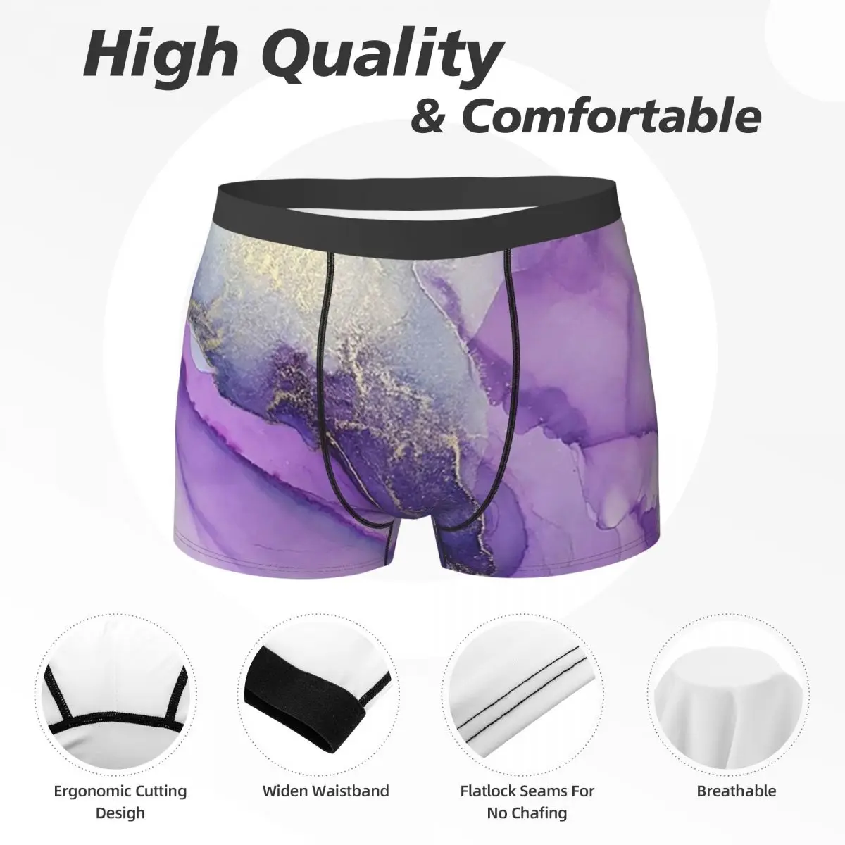 Cuecas boxer shorts originais regal roxo álcool tinta abstrata uma calcinha roupa interior masculina para homme homem namorado presentes