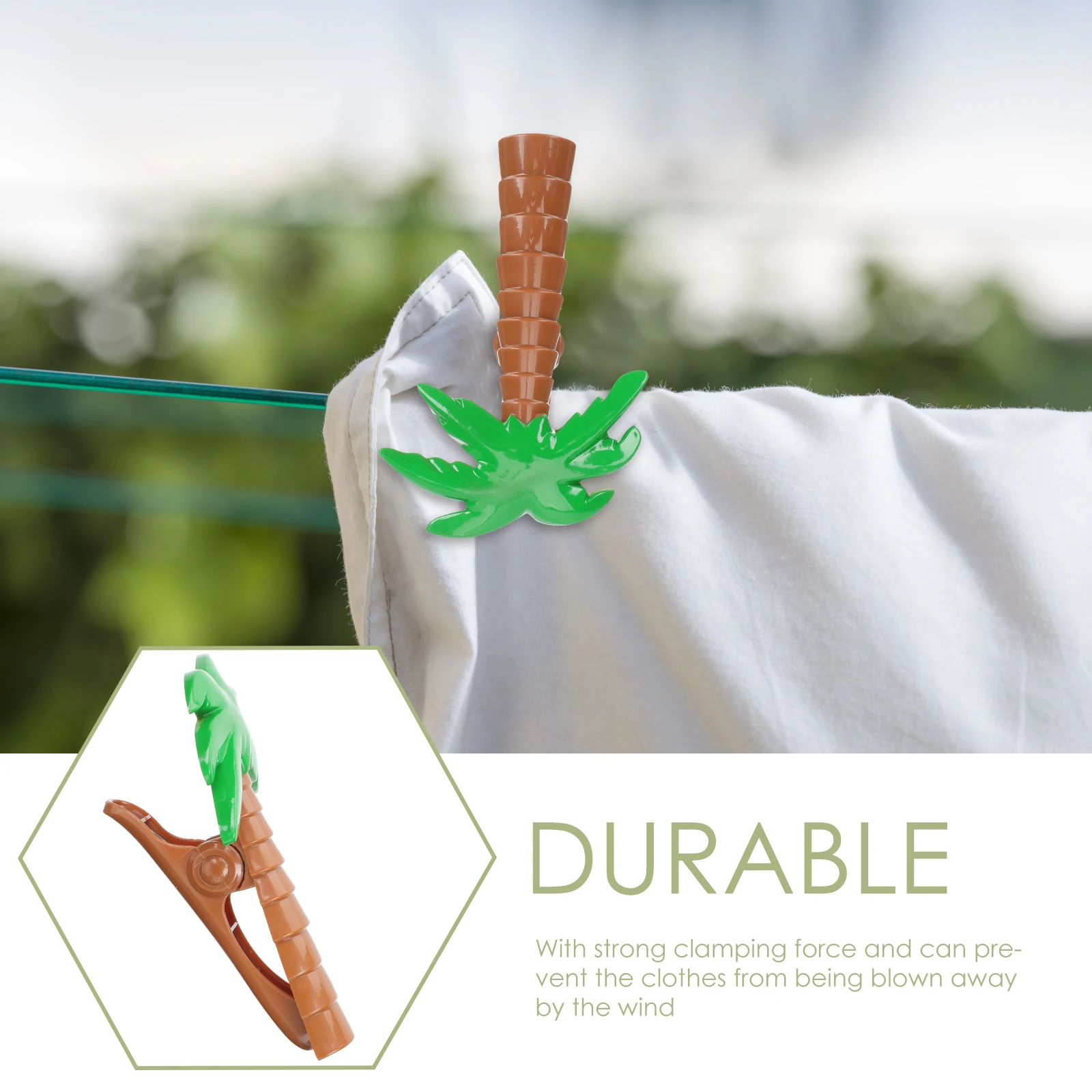 

2Pcs Coconut Tree Shaped Beach Clip Towel Holder Clamp Windproof Quilt Palm Non Slip Strong Clamping ABS Plastic Edge Smooth