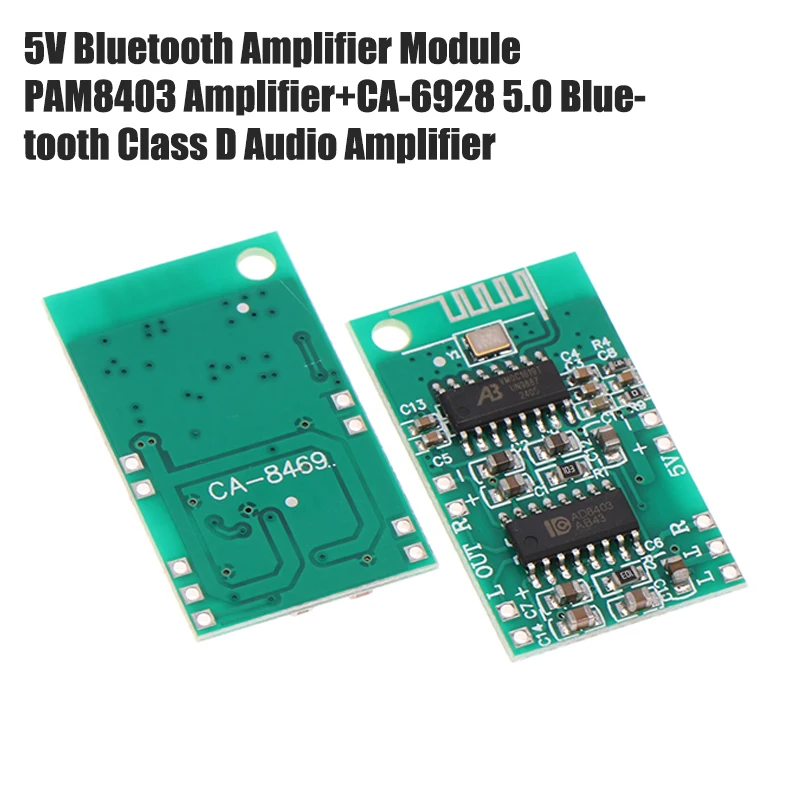 1 unidad de módulo amplificador Bluetooth 8469 5V PAM8403 + módulo amplificador de audio Bluetooth D CA-6928 5.0