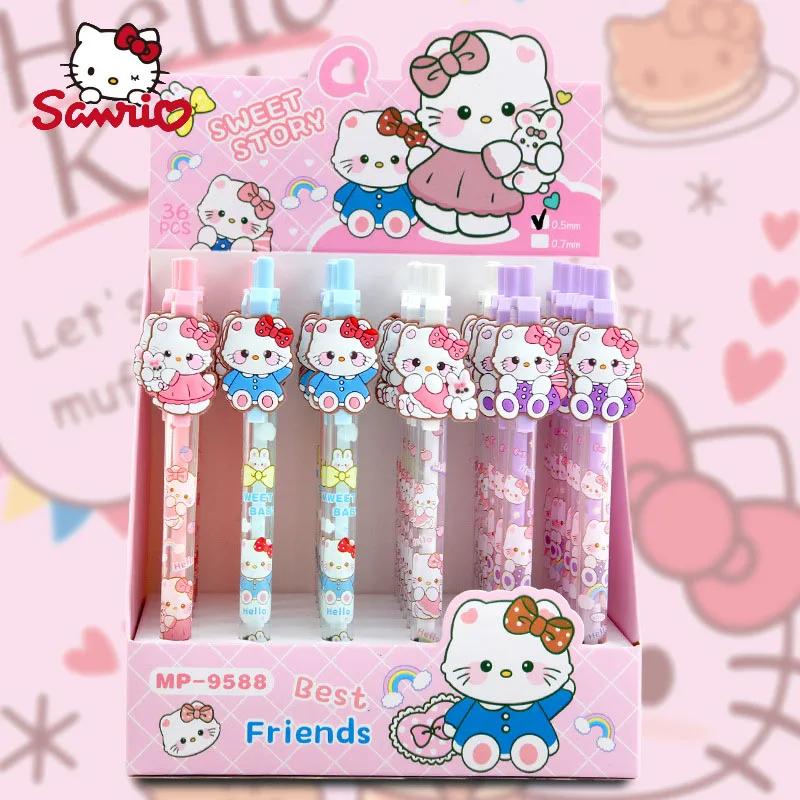 

Sanrio 12/36pcs Kawaii Hello Kitty Activity Pencil Stationery Cute Girl Heart Mechanical Pencil 0.5 Learning Gift Stationery