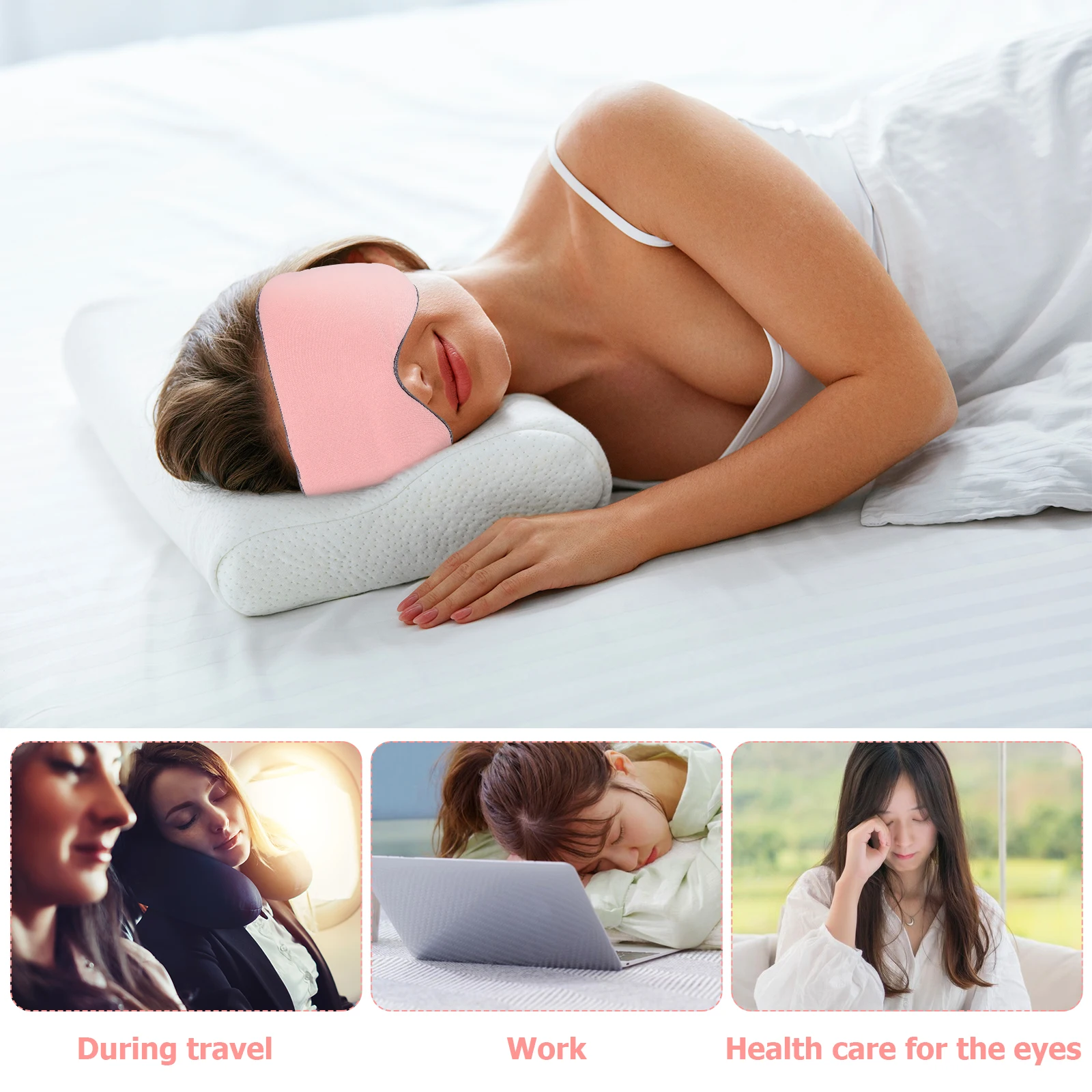 

3pcs Sleep Mask Elastic Eye Cover Lightweight Shading Design Adjustable Strap Soft Premium Polyester For Night Sleep Travel Eye