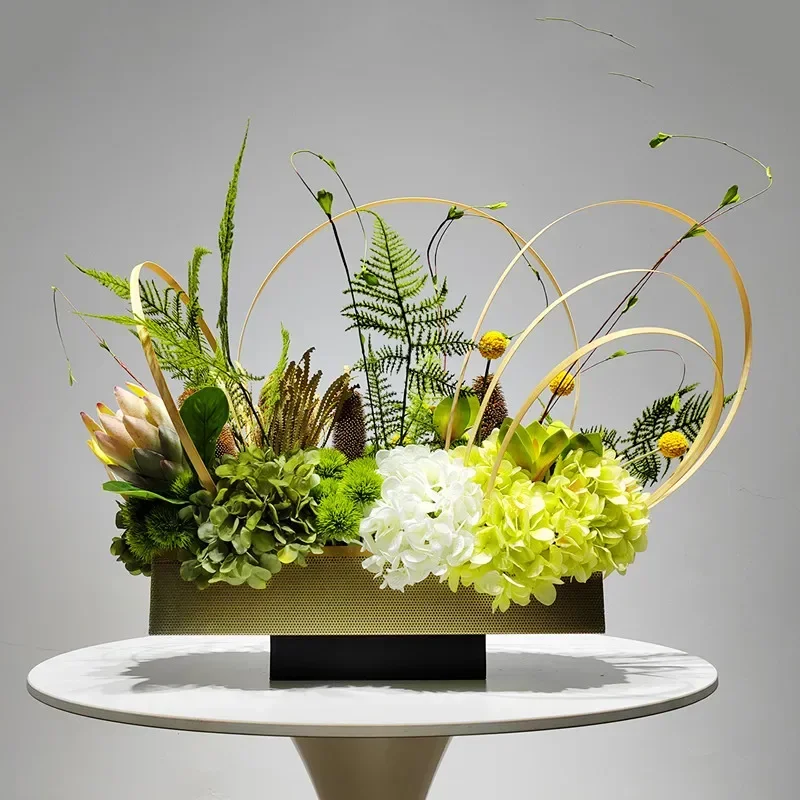 محاكاة زهرة الفن زخرفة ضوء الفاخرة الراقية ورد صناعي نبات أخضر مأدبة الجدول غرفة الاجتماعات فندق الجبهة #2