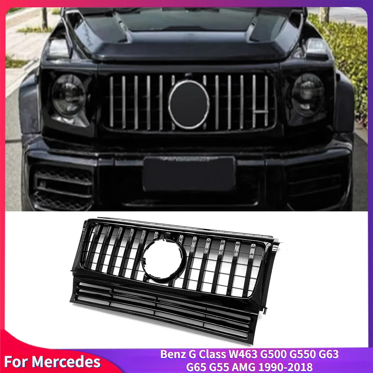 GT R Style For Mercedes Benz G Class W463 G500 G550 G63 G65 G55 AMG 1990-2018 Front Inlet Grille Bumper Grill Tuning Accessories