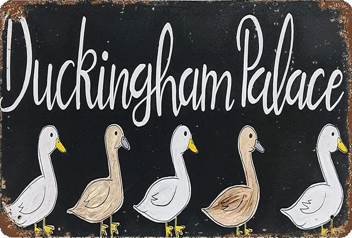Funny Metal Sign Wall Art Decor Duck House Sign Chalkboard Lakehouse Duck Coop Sign 12x8 Inch sign