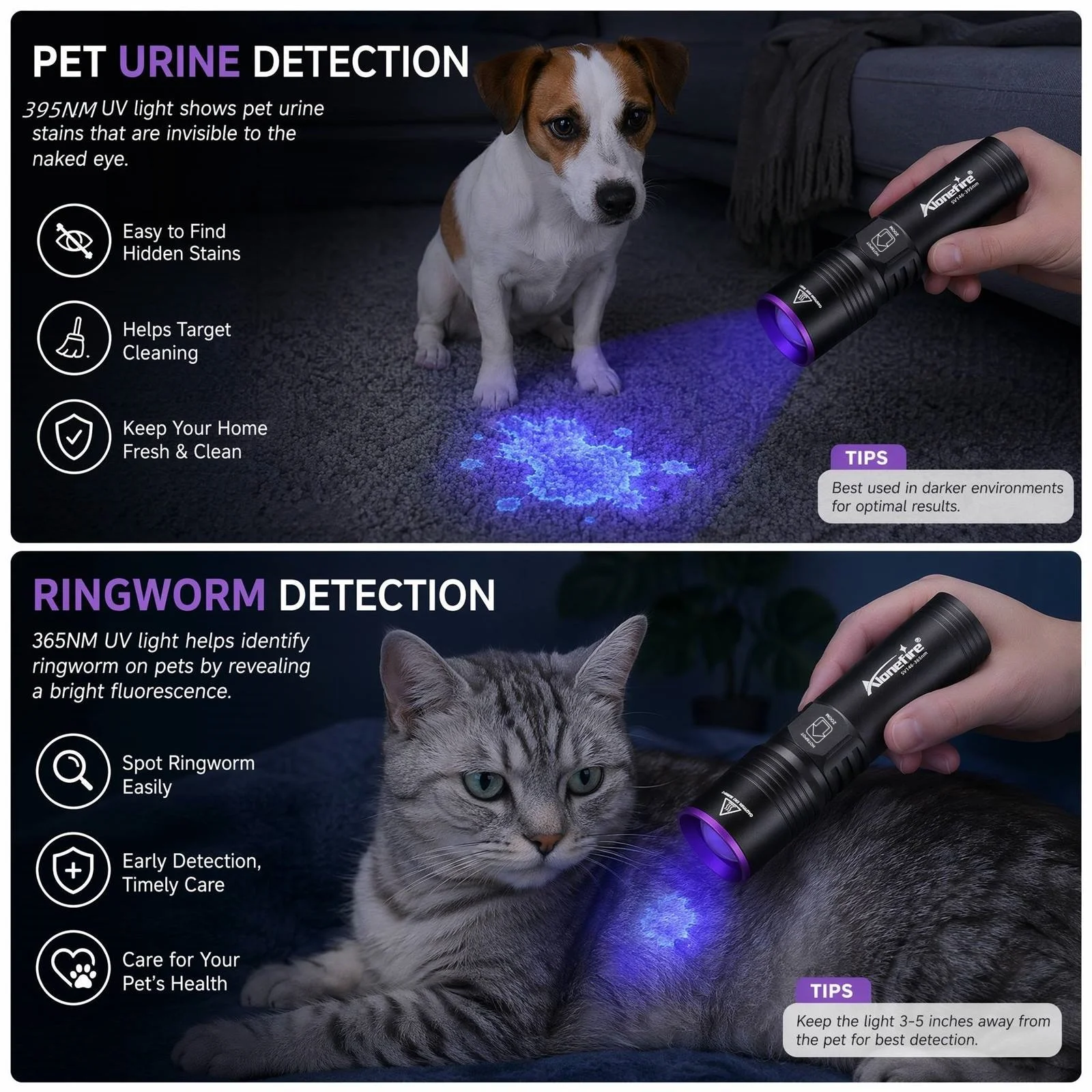 Zoom Mini 395nm365nm UV Led Light Flashlight Usb Rechargeable Nail Lamp Pet Stain Tinea Jade Gem Jewelry Ore Money Scorpion Lamp