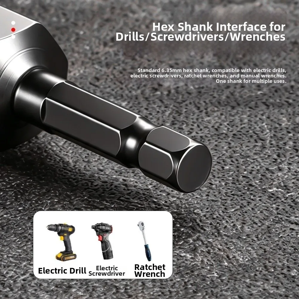 High Carbon Steel Open End Extended Reach Impact Resistant Deep Adapter Sandblasted Finish Open Side Structure Hex Adapter