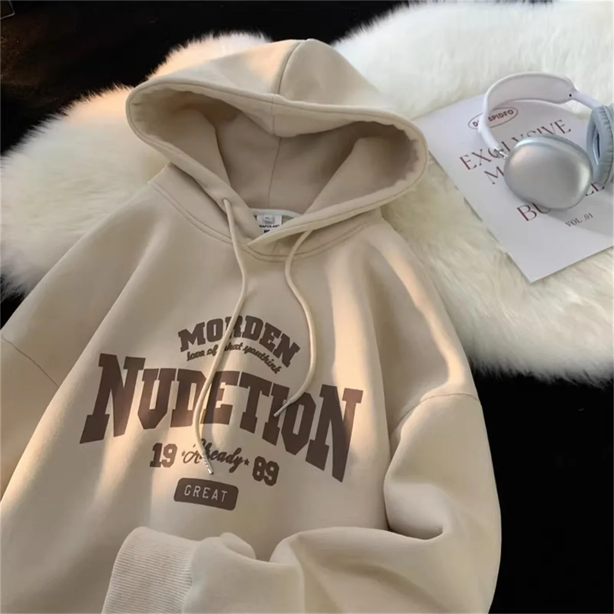 Herren-Freizeit-Hoodie für Herbst und Winter, einfacher Schriftzug, bequemer und sportlicher Street-Style-Hoodie – Detail 4