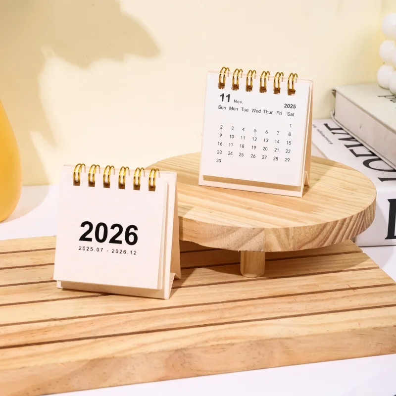

Mini Desk Calendar Solid Table Planner Desktop Scheduler Thick Paper Spiral Bound Calendar For Home Office Daily Planning