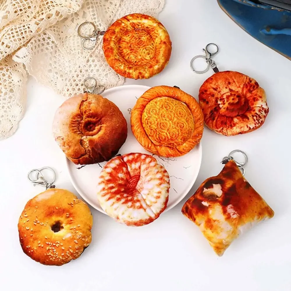 Kawaii Simulated Bread Keychain Food Model Toy Soft Roasted Bun Bag Pendant Nang Novelty Mobile Phone Ornaments