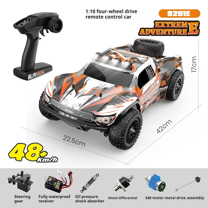 DEERC PX9201E  1:10 Scale RC Truck 48KM/H 4X4 Lights 2 Batteries 2.4GHz All-Terrain 30 Min Play