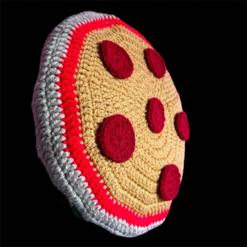 Pizza pattern style hat Handmade crocheted Funny Creative Eight trigram tai chi cap Beret painter hat For women Girls casual hat