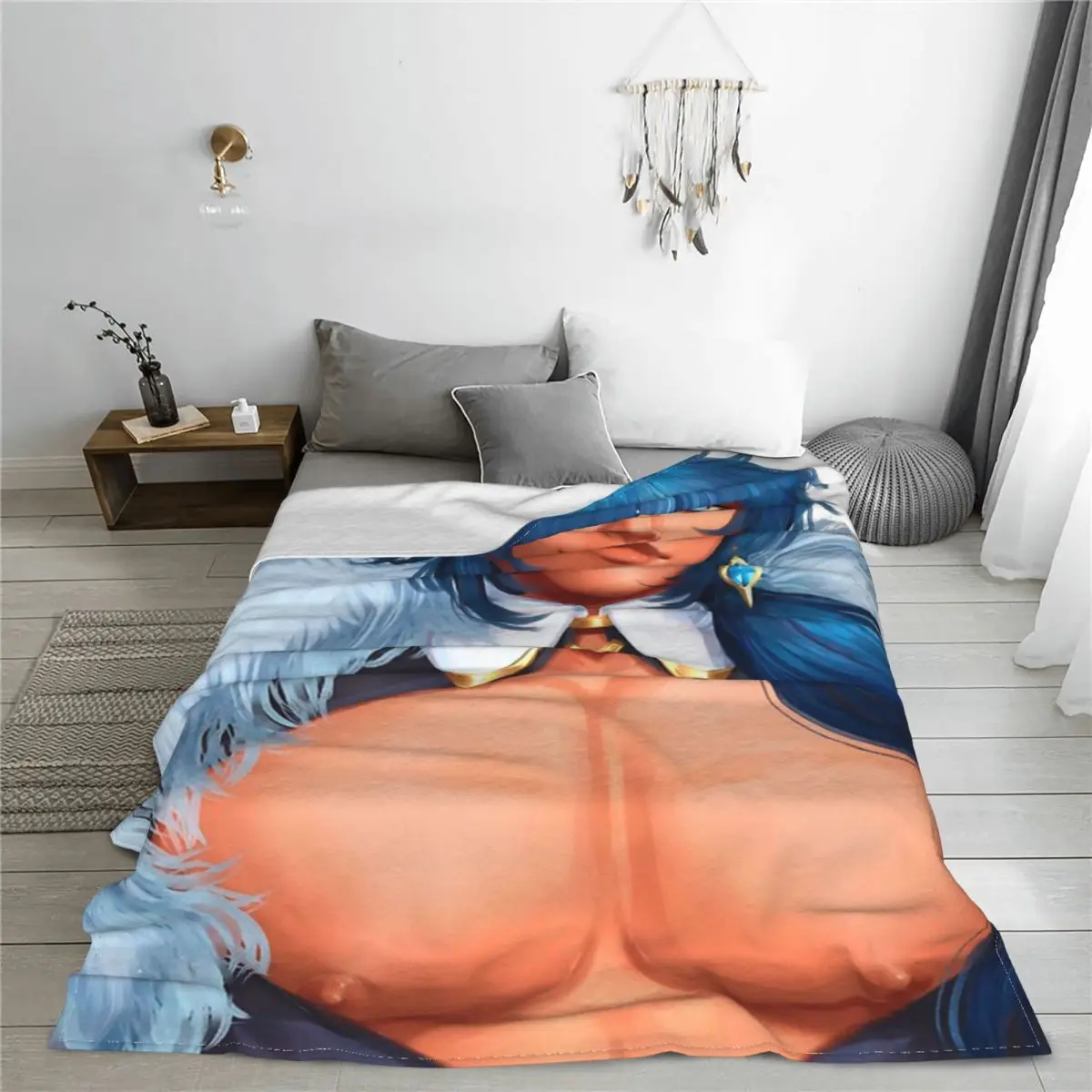 Sexy Kaeya Genshin Impact Blanket Cover Anime Flannel Throw Blankets Bedding Couch Portable Soft Warm Bedsprea