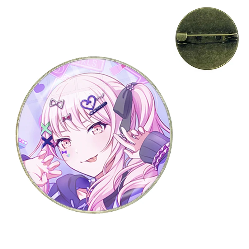 Project SEKAI Anime Akiyama Mizuki Nightcord Metal Retro Glass Dome Badge Brooch Pins For Fans Gift