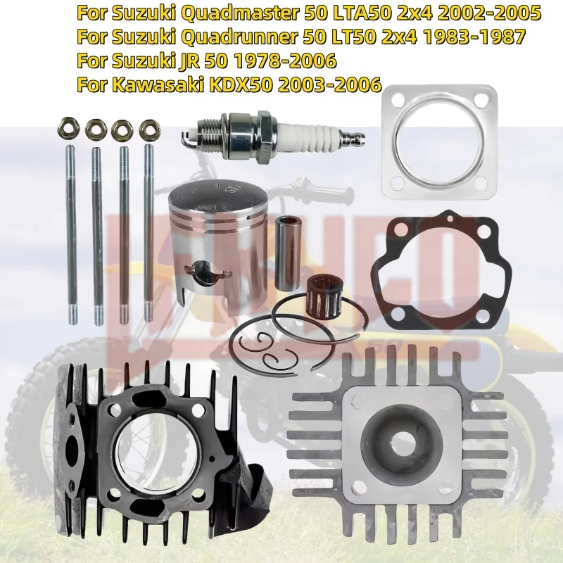 Akcesoria motocyklowe 41mm części silnika głowica cylindra zestaw górny koniec silnika dla Suzuki LT50 ALT50 JR50 11210-04012-0F0 Motoblock