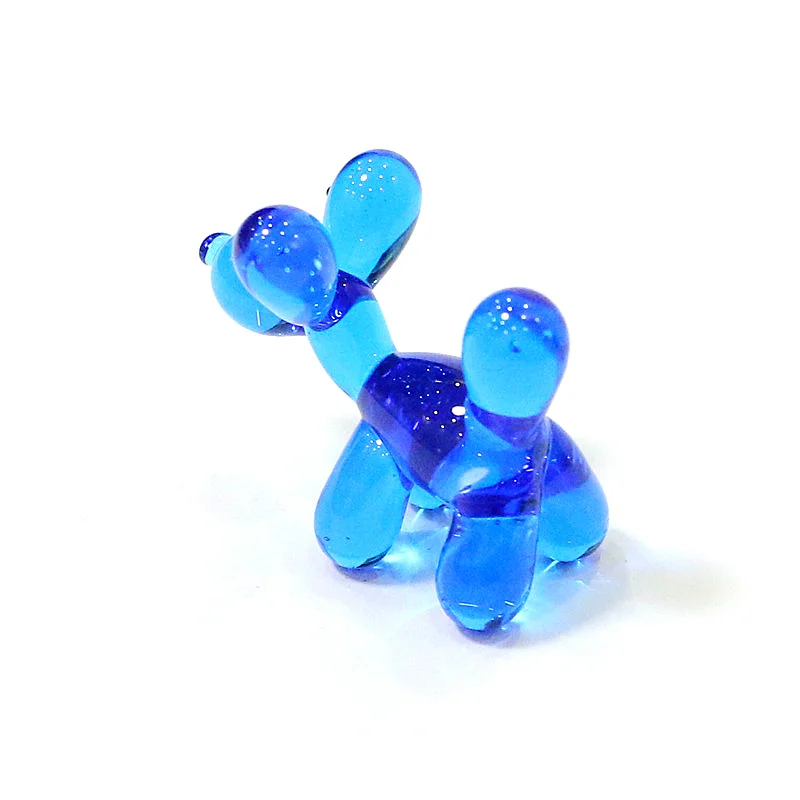 Cute Simulation Balloon Dog Mini Figurine Glass Craft Ornaments Tiny Animal Statue for Home Desktop Decor Creative New Year Gift