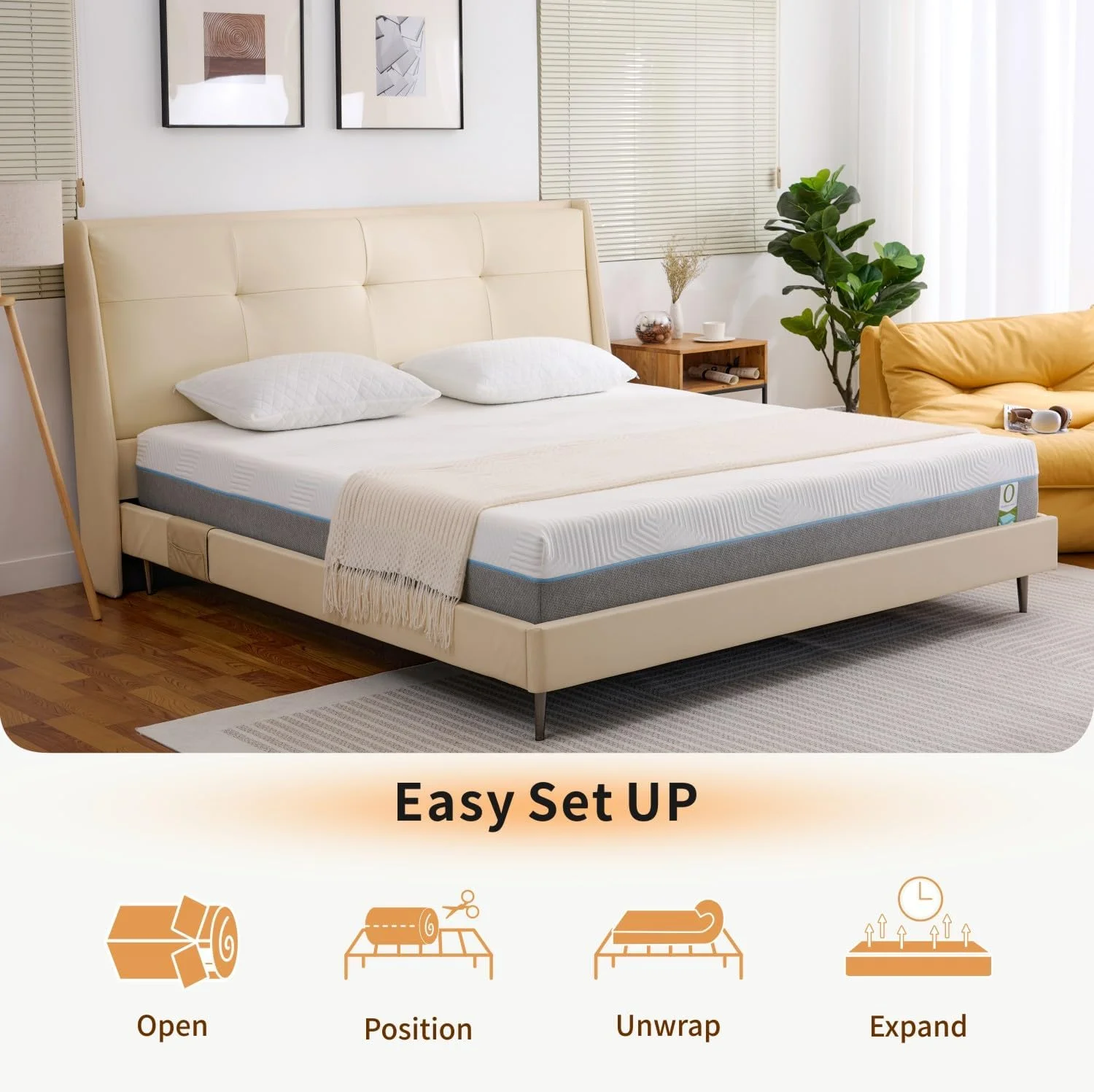 Hcore 12 Inch Gel Memory Foam Mattress in a Box for Back Pain Relief, Medium Firm Foam Bed Mattress for for Cool Sleep
