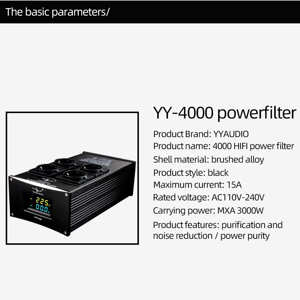 Imagem -06 - Yyaudio-hifi Áudio Ruído ac Filtro de Energia Condicionador de Energia Purificador de Energia Proteção contra Surto com Tomadas ue Faixa de Energia