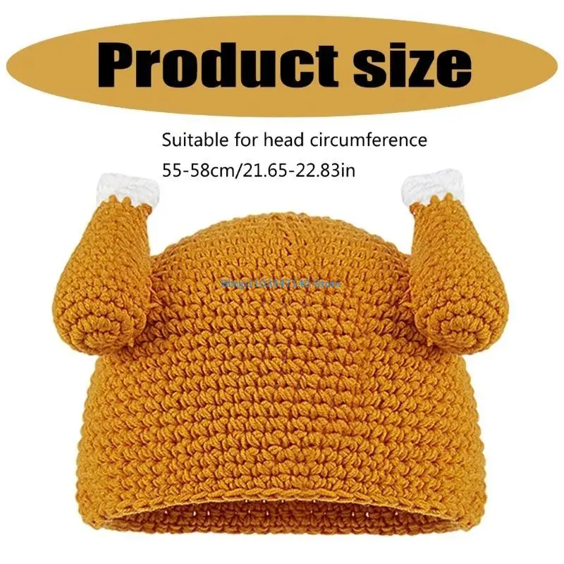 P88B Unique Pattern Ears Hat Labels Knitted Hat Comfortable Winter Hat Minimalists