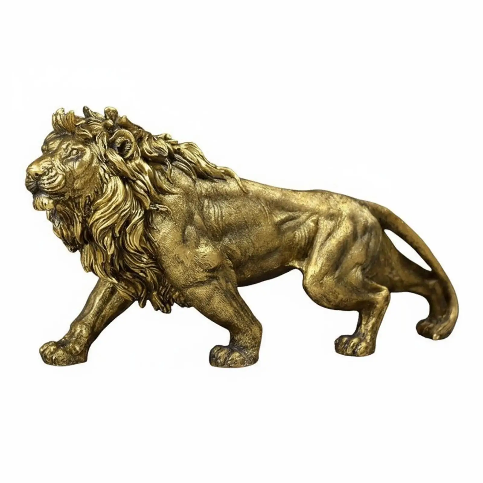 Resin Lion Figurine Decorative Statue for Home Office Shelf Mantel Elegant Animal Themed Interior Ornament Gift Idea