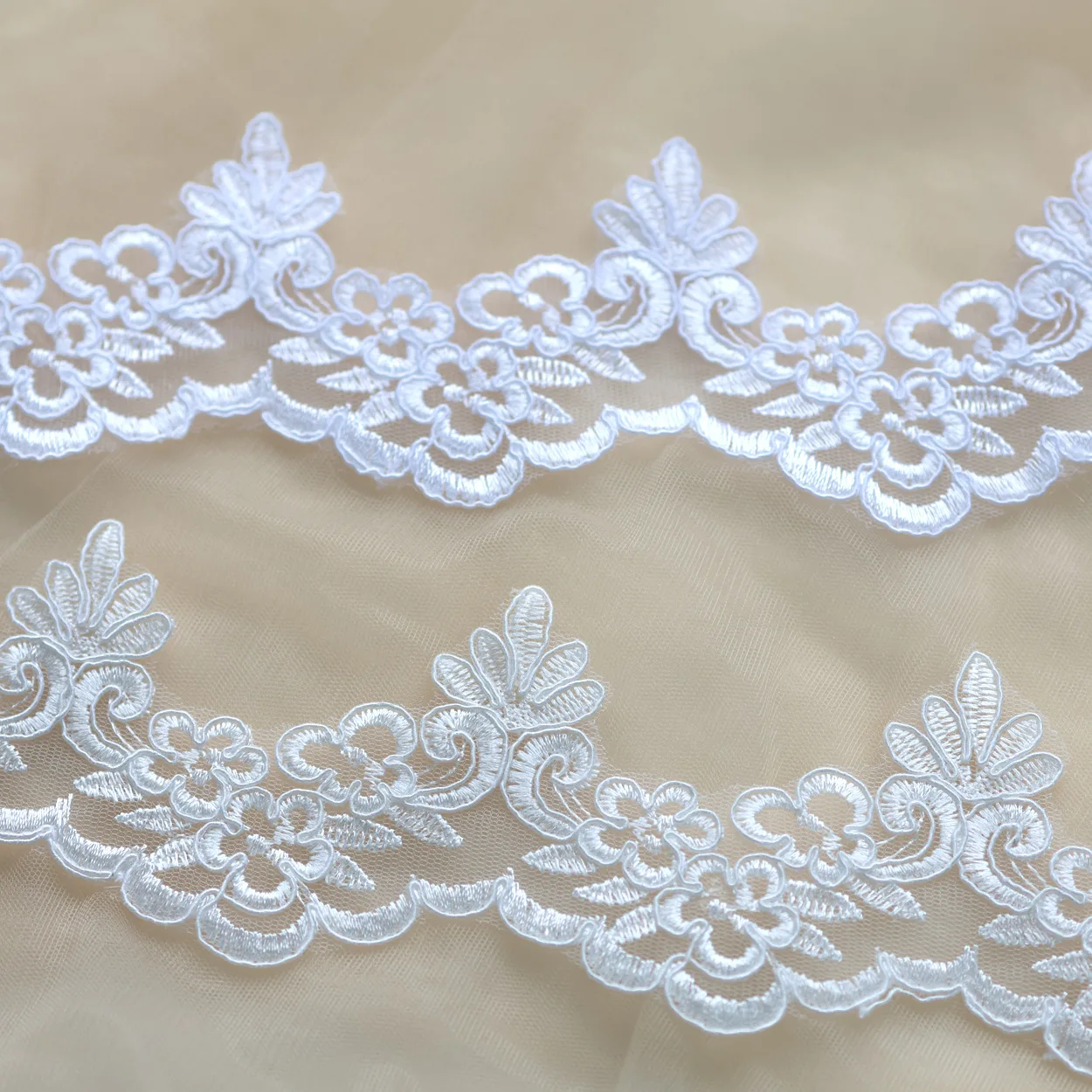 3 Yards 8cm wide Ivory Cording Fabric Flower Venise Venice Mesh Lace Trim Applique Sewing Craft for Wedding Dec.