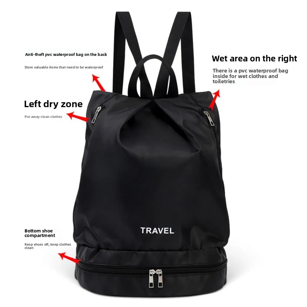 

Swim Storage Bag Waterproof Swimming Bag Shoe Compartment Dry Wet Separation Outdoor Beach Bag Simple Lightweight Fitness Bag