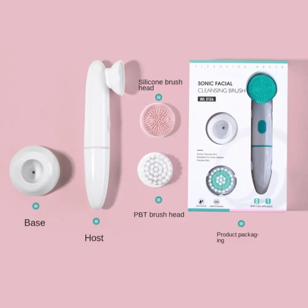 Waterproof Electric Facial Cleanser Two-in-one Silicone Vibrating Cleansing Brush Two Modes Skin Care Exfoliating Facial Brush