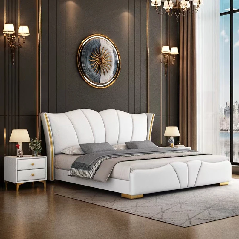 

Unique Luxury Headboard Double Bed Nordic Pretty King Size Frame Double Bed Hotel Modern Letto Matrimoniale Bedroom Furniture