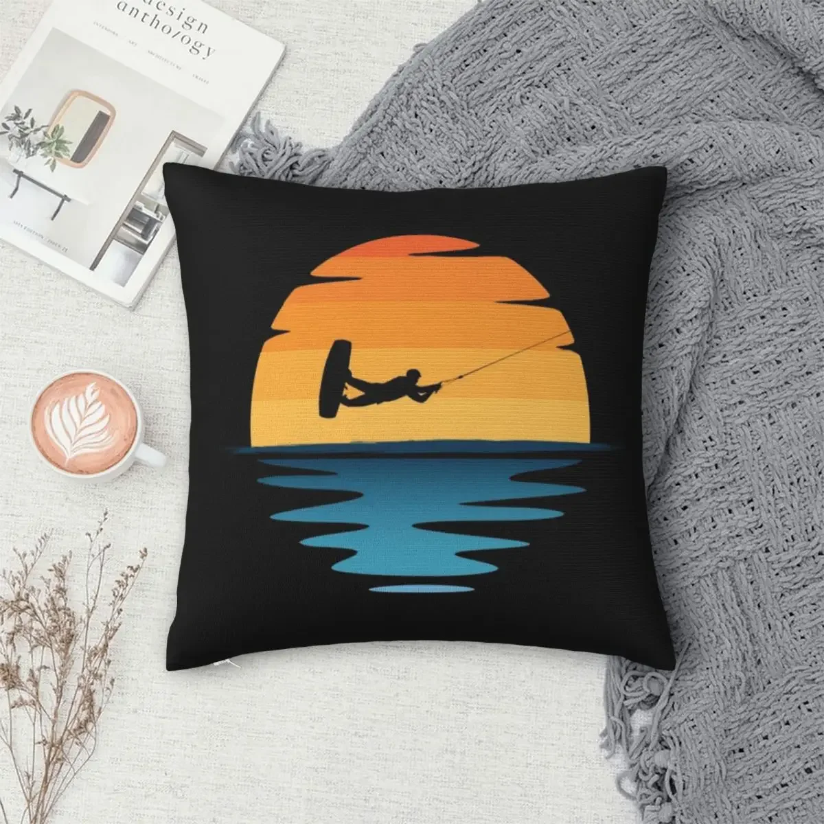 Wakeboarding Sunset Pillowcase Polyester Pillows Cover Cushion Comfort Throw Pillow Sofa Decorative Cushions Used for Home Sofa