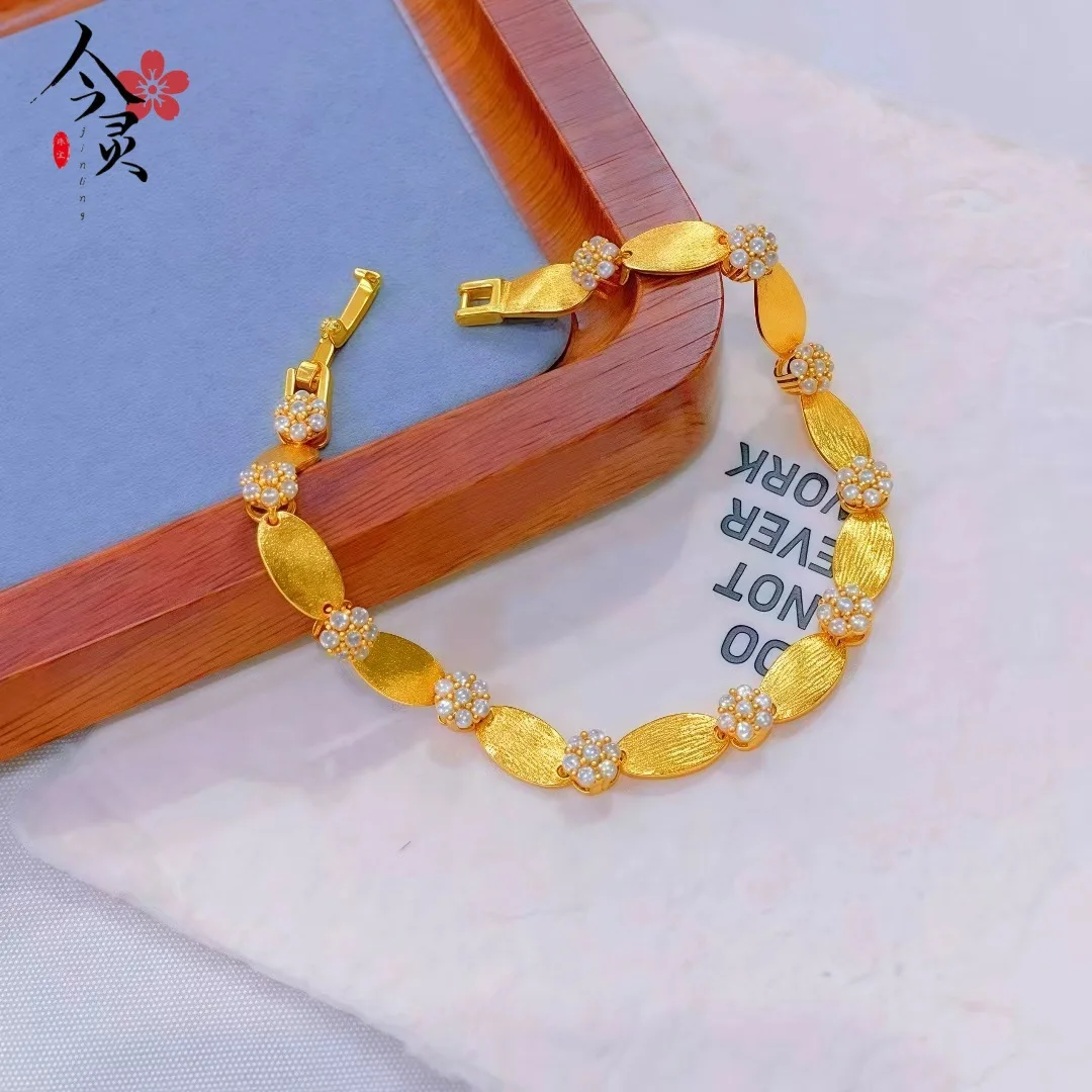 

Brushed Ribbon Bracelet Women 24K Gold AU999 - Lightweight, smooth edge, comfortable wrist fit