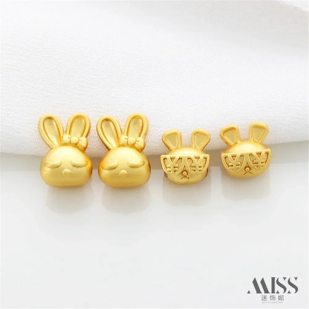 18K Gold Bag Color Matte Gold Money Fan Rabbit Rich Rabbit Large Hole Beaded Diy Braided Rope Bracelet Necklace Accessories