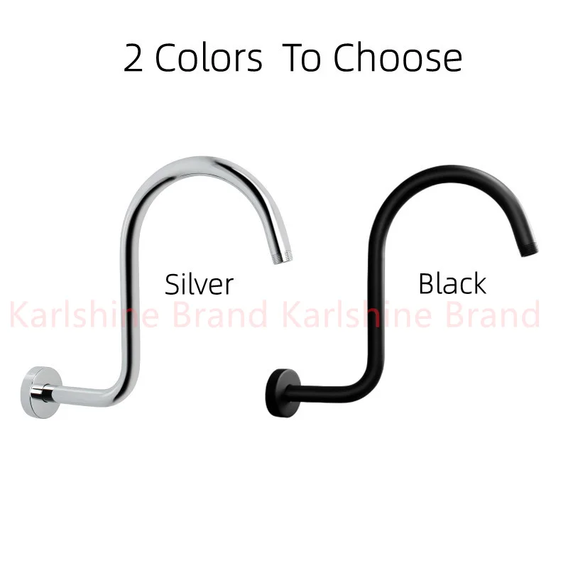 Stainless Steel Mattle Black Shower Head Riser Extension Arm S Shaped Chrome Showerhead Pipe Fixed bar For Bathroom Accessories