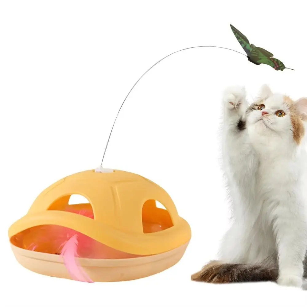 

Creative Electric Cat Rotating Toy Self-Moving Non-slip Butterfly Cat Teaser Toy Cartoon 360 Rotation Smart Pet Turntable Toy
