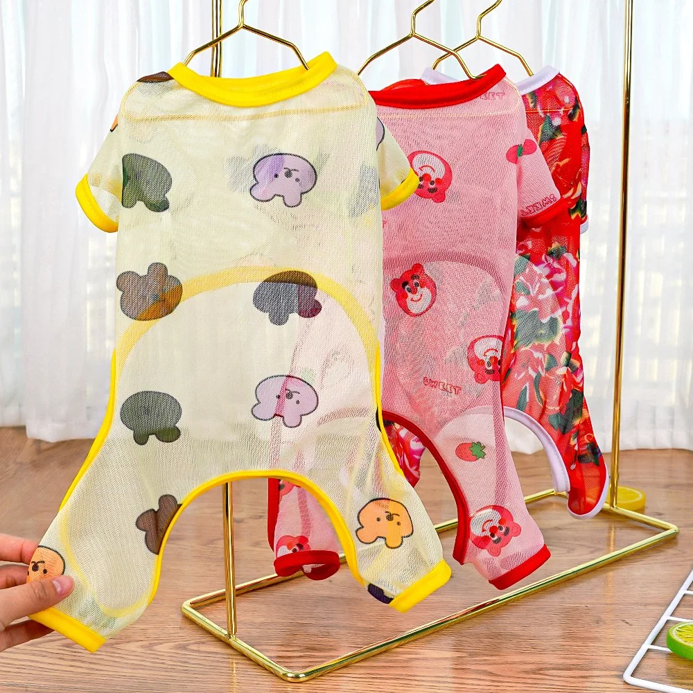 

Pet Four-legged Clothes Anti-mosquito Dog Vest Summer Puppy Cool Air Conditioning Clothes Cartoon Full Print Jumpsuits