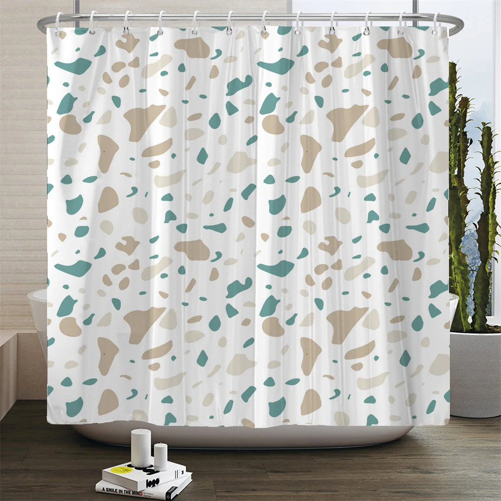 Modern Simple Mosaic Shower Curtain Waterproof Bath Curtains with 12 Hooks for Bathroom Home Decoration Polyester Fabric Screen