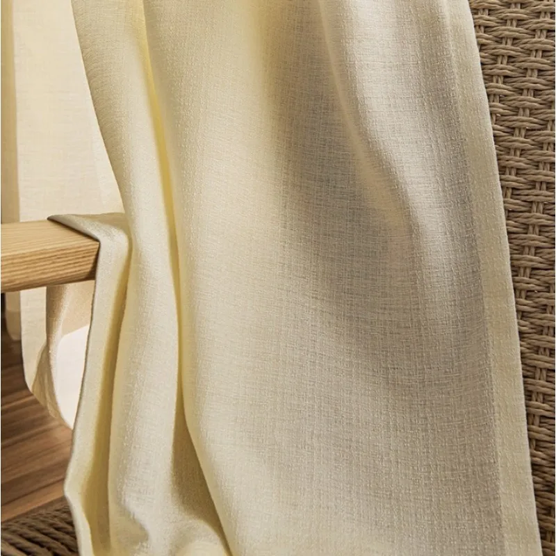 New Simple Yellow To Soften The Dazzling Light Semi-blackout Curtains Living Room Bedroom Balcony Curtains