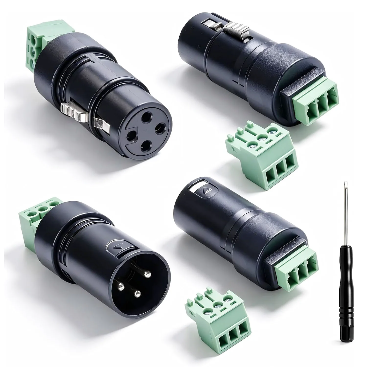 XLR 3 Pin Plug Socket to Screw Terminal Audio Breakout Converter Adapter Solderless for Speaker Microphone Stage Lighting Mixer