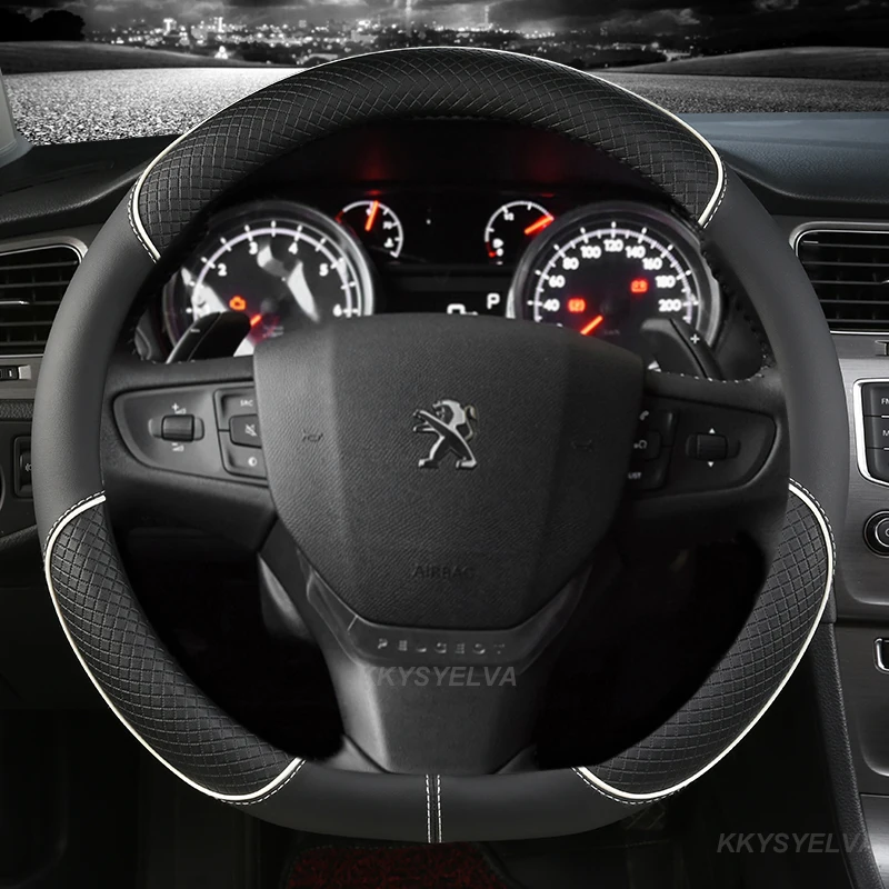 D Shape Car Steering Wheel Cover For Citroen C3 C3-XR 2015-2019 C4 2016-2019 Peugeot 408 2014-2019 Traveller 2016-2019