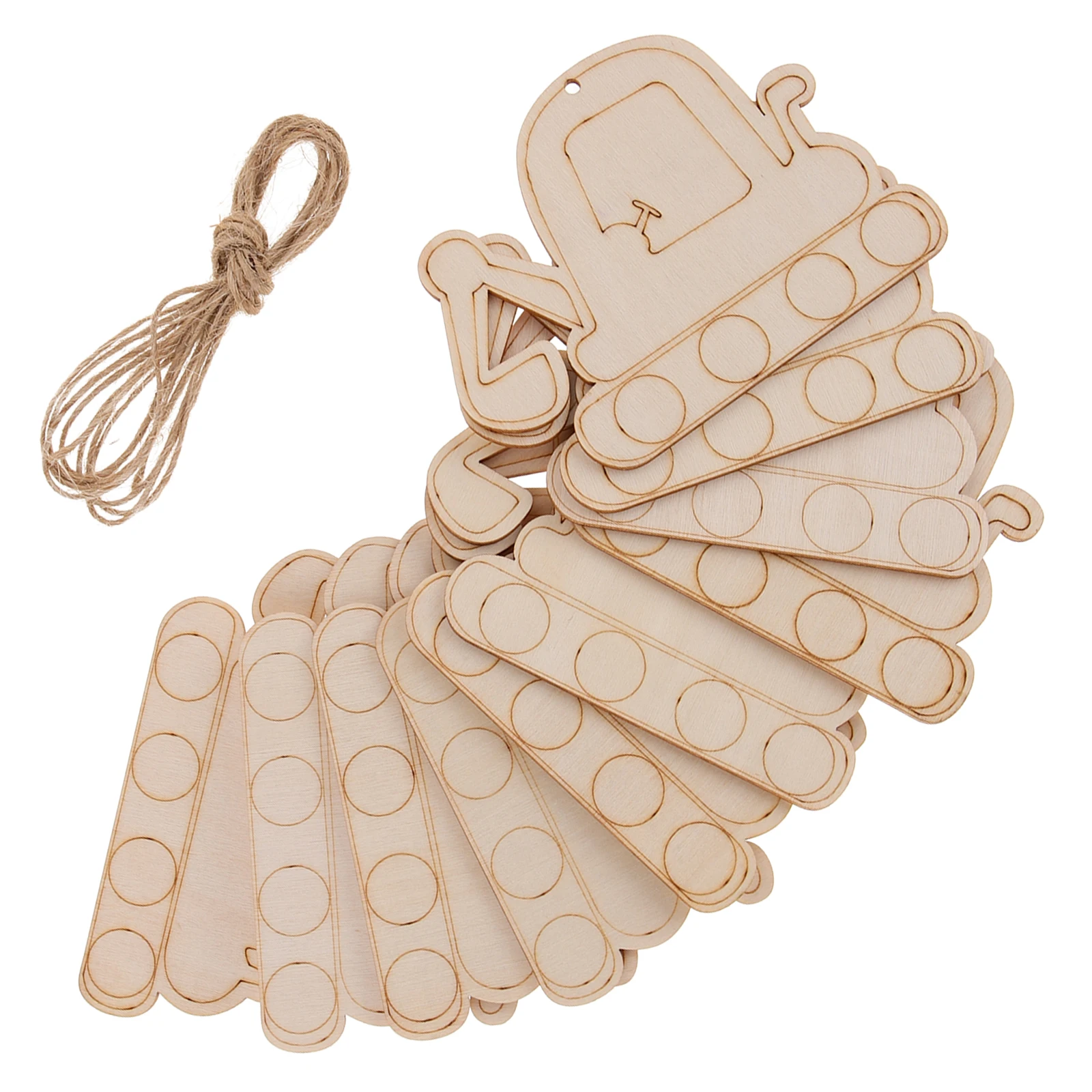 

10pcs Excavator Shaped Wood Chips Unfinished Beige Blank Decorative Wooden Crafts Smooth Edges Safe Centerpieces Sewing