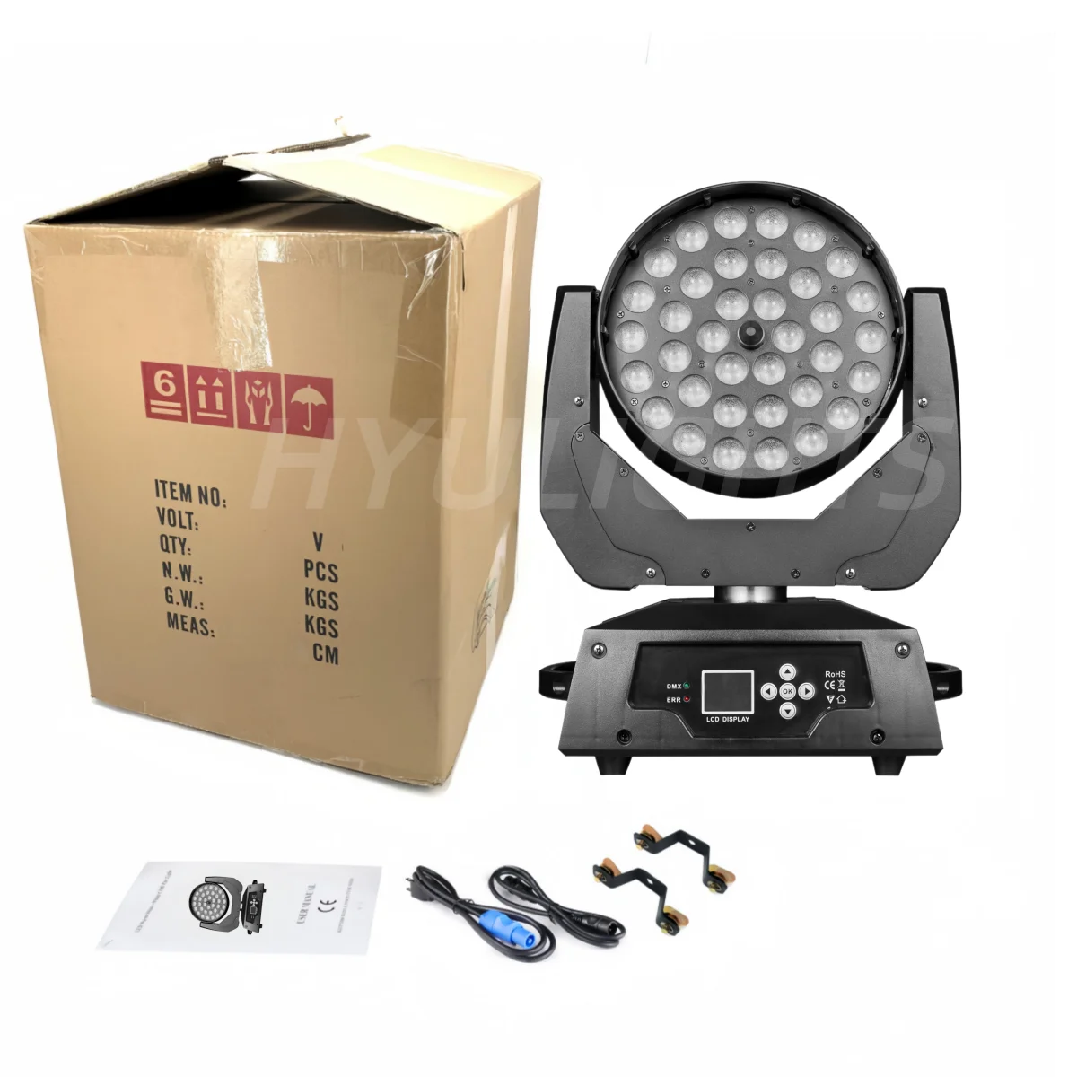 36x18W LED Zoom Wash Moving Head Licht RGBWA UV 6in1 Mit CTO Farbtemperatur DMX512 Bühnen-DJ-Bar-Beleuchtung – Detail 5