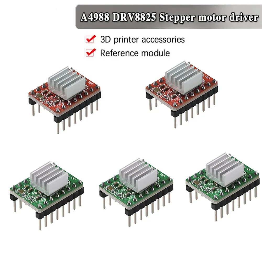 

Модуль драйвера шагового двигателя A4988 с радиатором и радиатором, запчасти для 3D-принтера SKR V1.3 1,4 GTR V1.0 MKS GEN V1.4, 5 шт.