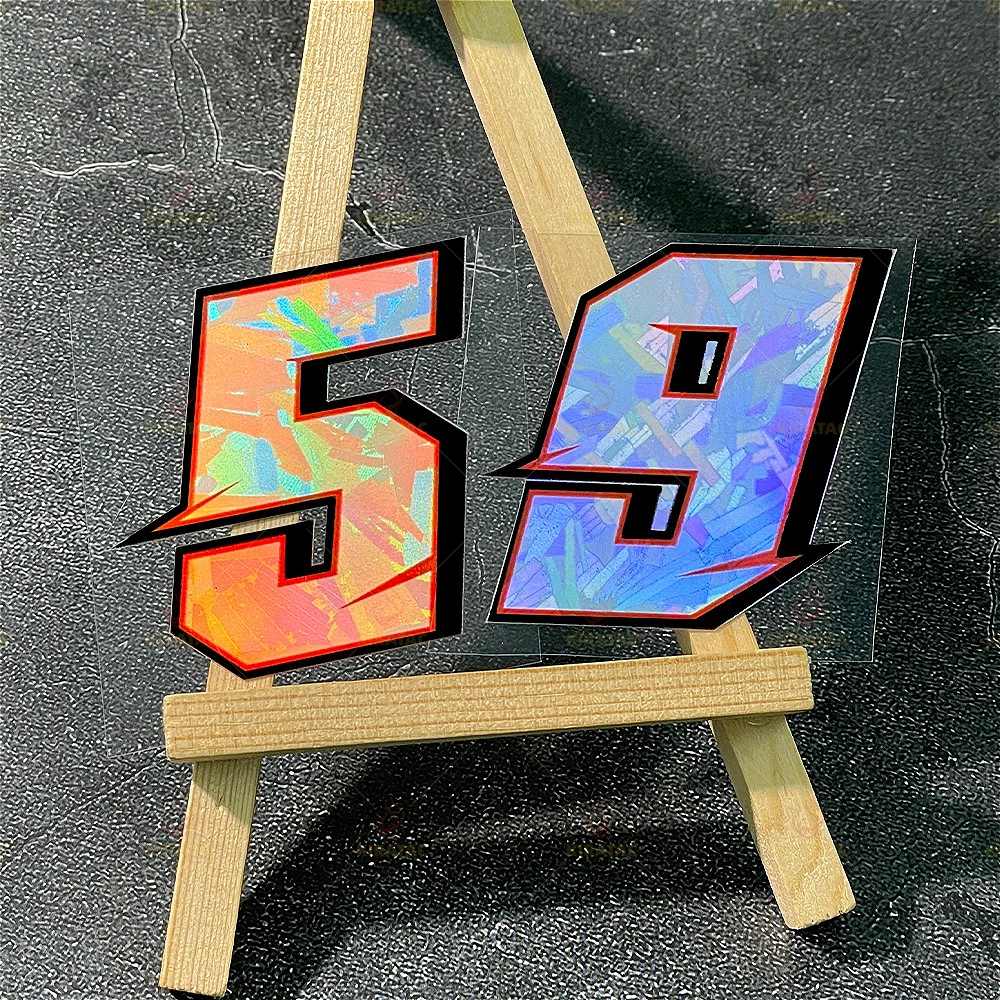 2pc Holographic Carbon Effect Motorcycle Number Stickers for DIY Racing Fairing Fuel Tank Helmet Scooter Waterproof Vinyl Decals