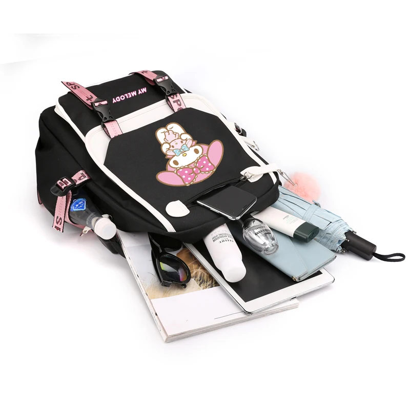 Sanrio My Melodie Rugzakken Voor Vrouwen Schooltassen Tiener Canvas Laptop Meisjes Kawaii Rugzak Student Terug Naar School Rugzak