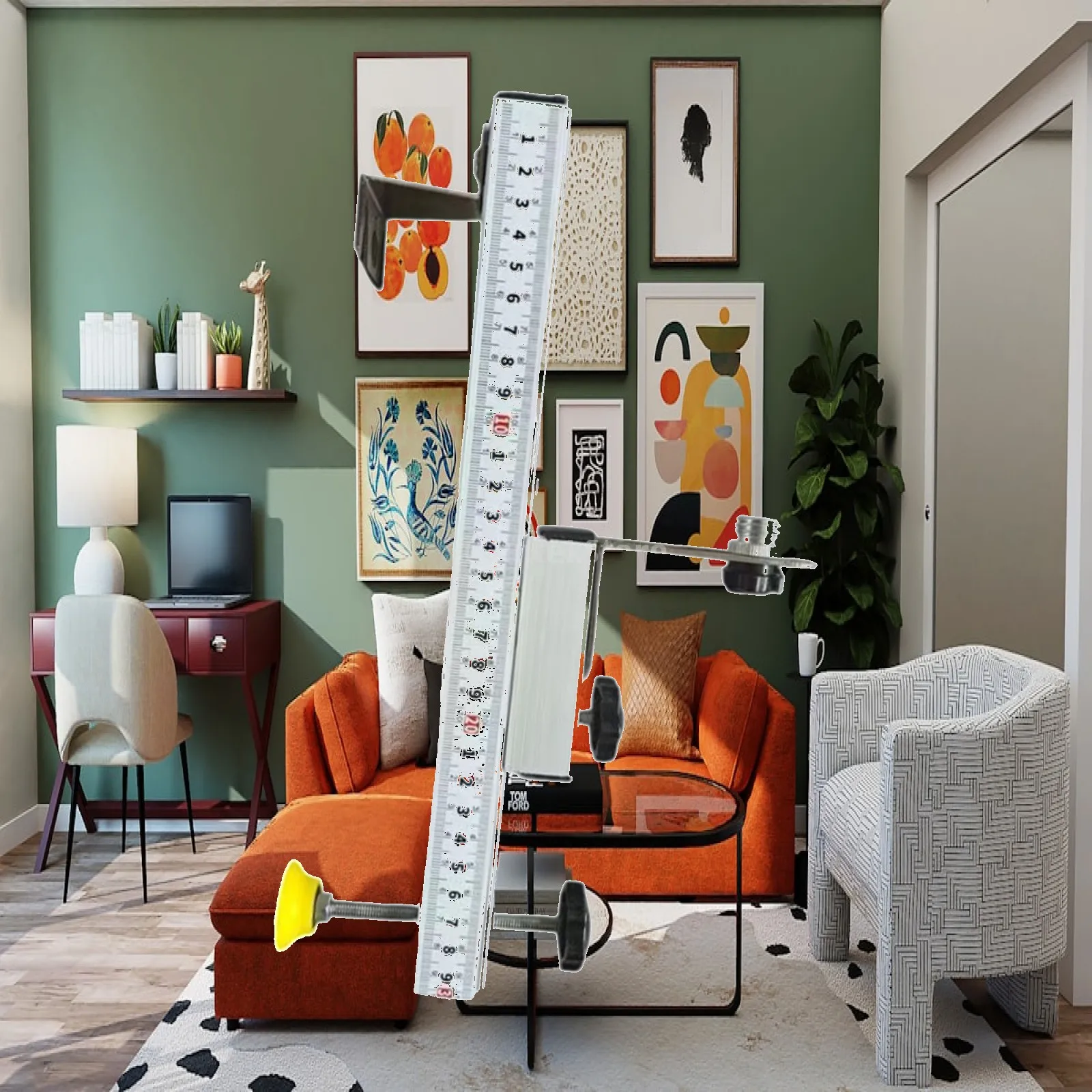 Durable Leveler Wall Bracket with Clear Scale Adjustable Mount Stand Accurate Measuring Tool for Construction Projects