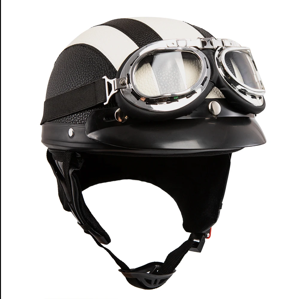 Motorcycle Helmet Motorcycle Half Helmet Chopper Biker Pilot Helmet with Free Goggle Free Mask - Image 4