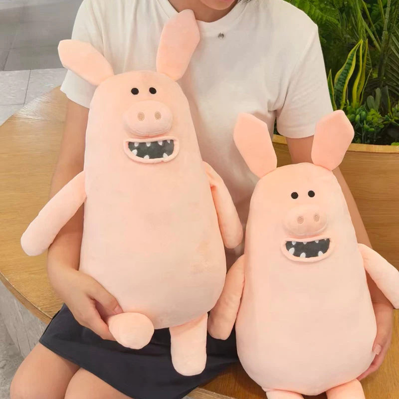 Pink Pig Stuffed Animal 65cm Large Cartoon Plush Doll with Upright Ears for Sofa Rest Memorable Birthday Gift Idea Decor