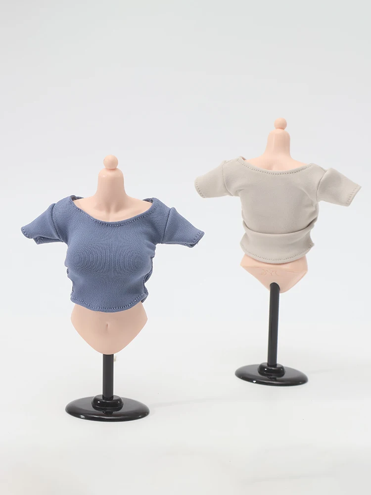 1/6 Scale Female Pleated Short Sleeve Tight T-Shirt Doll Clothing Accessory for 12