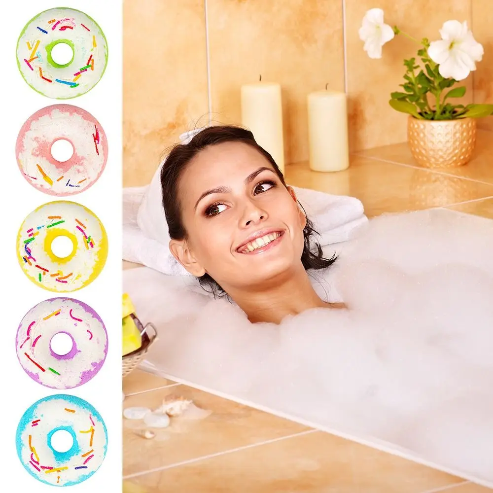 

1PC Donut Bath Bomb Delightful Scent Bath Salt Balls Funny Doughnut Shape Moisturized Smooth Bubble Bath Bombs For Body