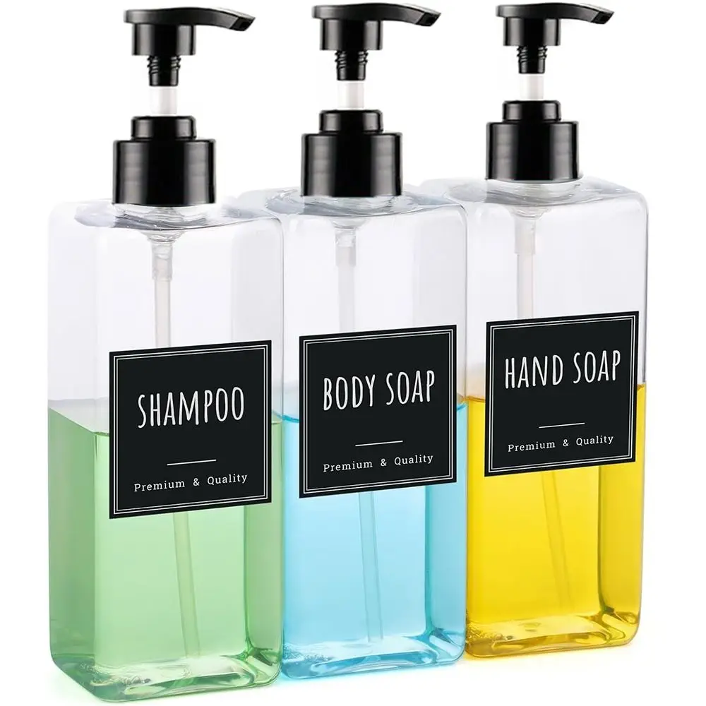 500ml with Label Hand Soap Dispenser Set Plastic Bathroom Countertop Empty Plastic Dispenser Empty Soap Dispenser